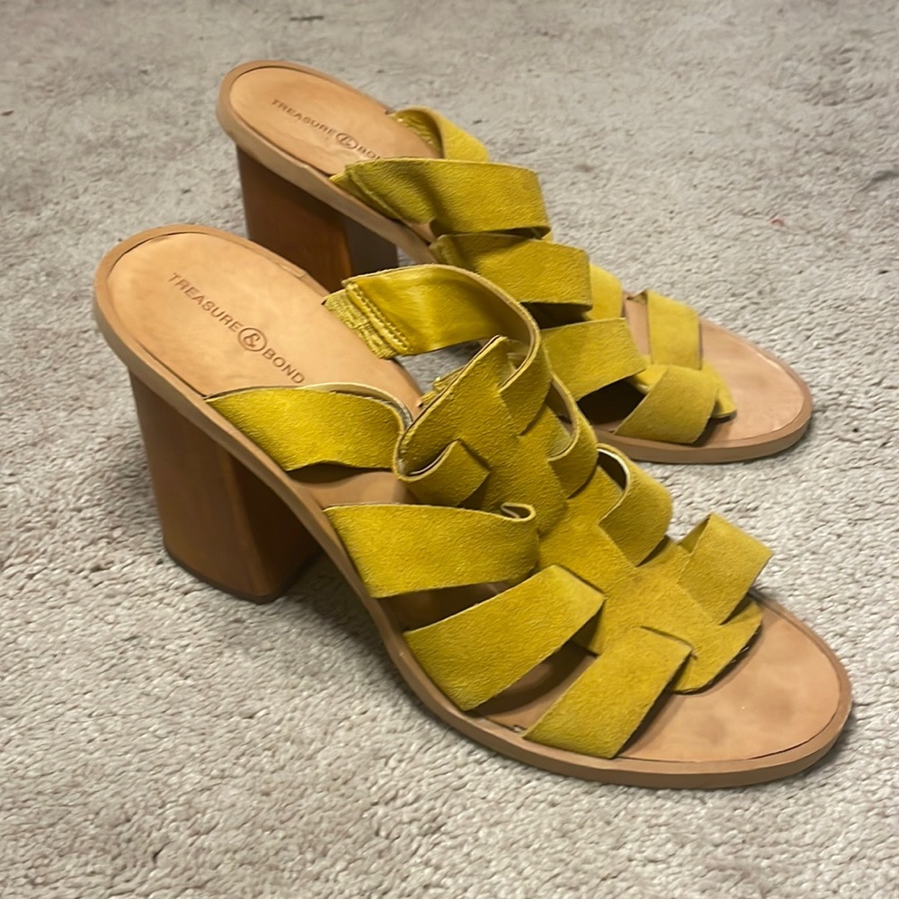 Treasure & Bond yellow suede block heel